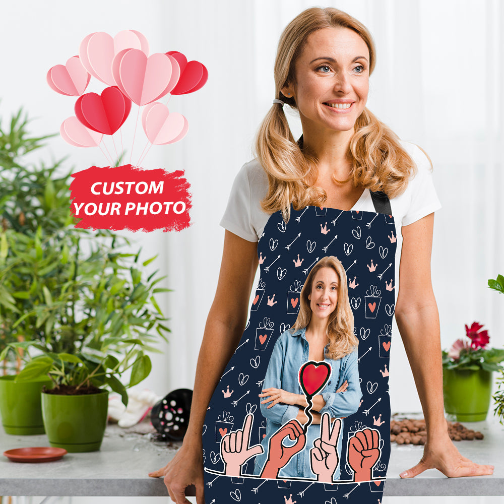 Customised Cooking Apron Personalised Photo I Love You Apron