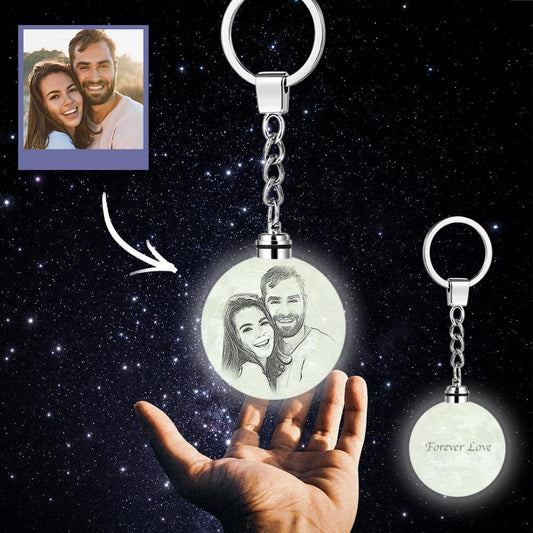 Personalised 3D Printed Photo Moon Lamp Keychain