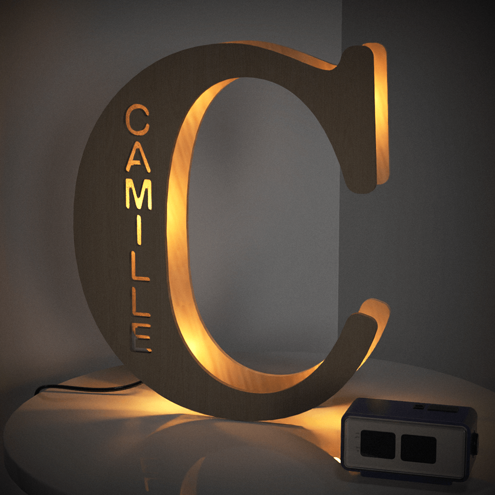 Personalised Name Wooden Letter Night Light 28CM