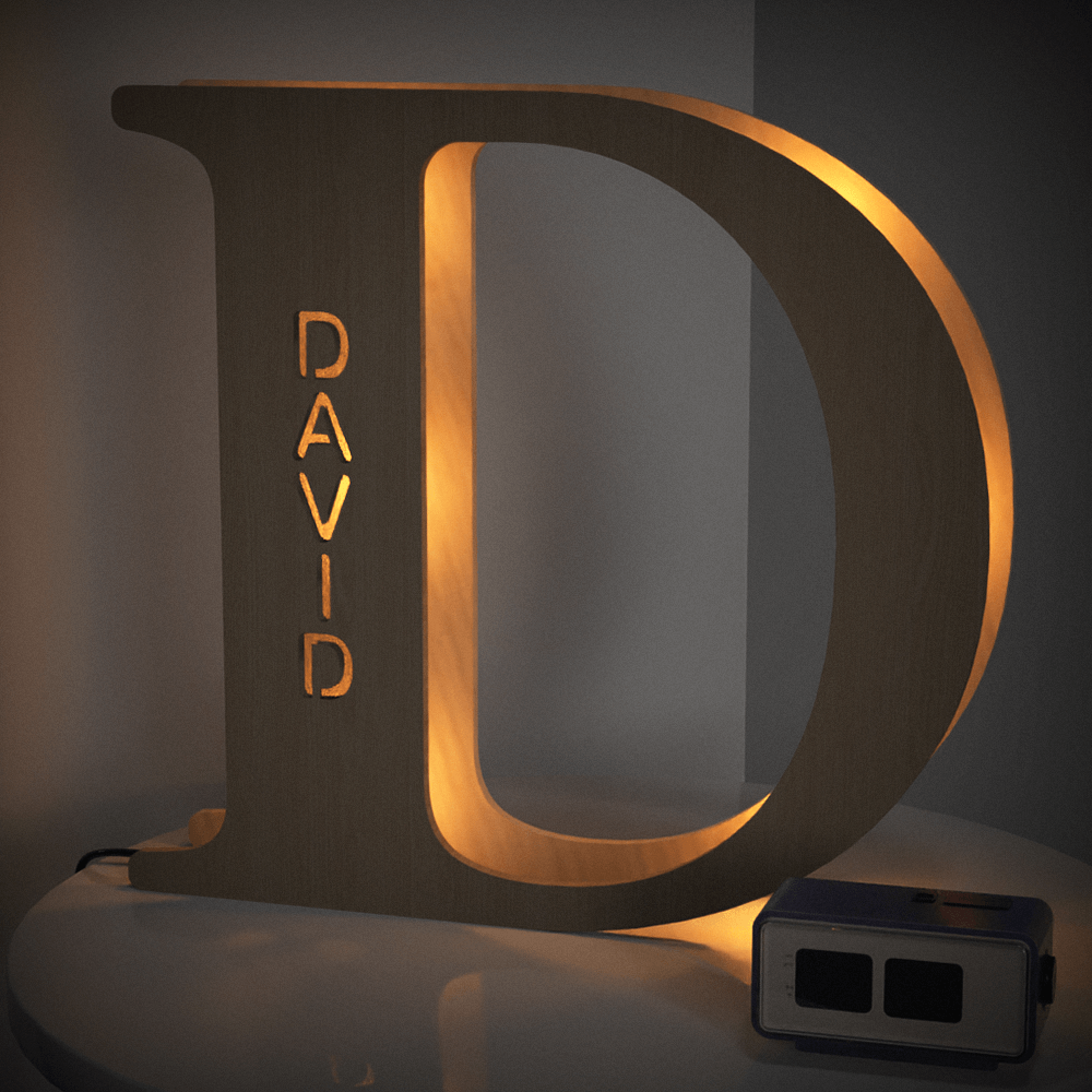 Personalised Name Wooden Letter Night Light 28CM