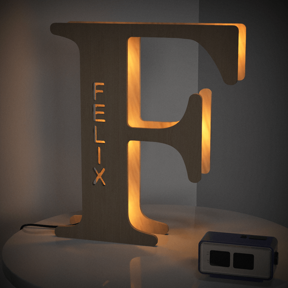 Personalised Name Wooden Letter Night Light 28CM