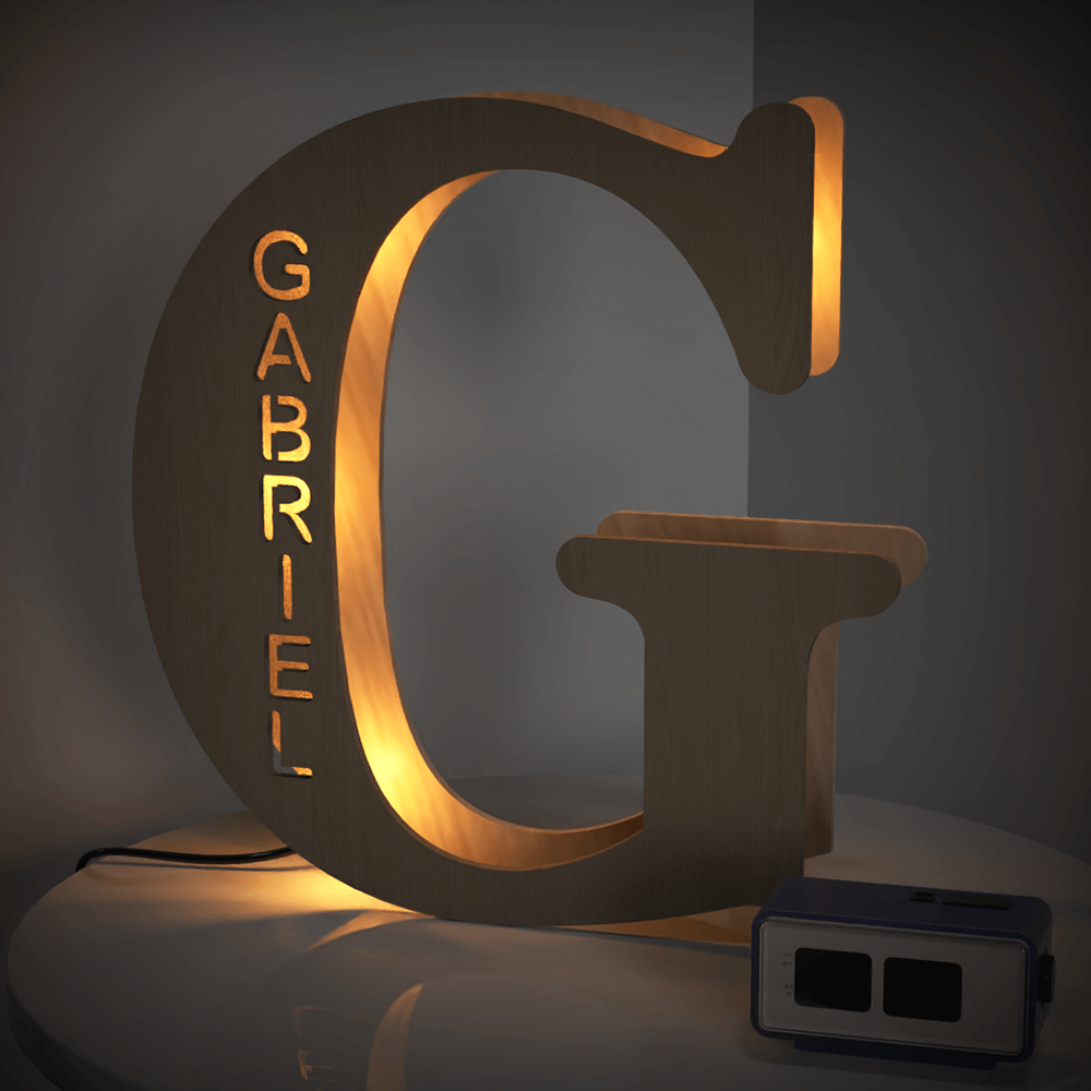 Personalised Name Wooden Letter Night Light 28CM