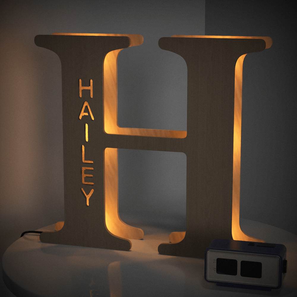 Personalised Name Wooden Letter Night Light 28CM
