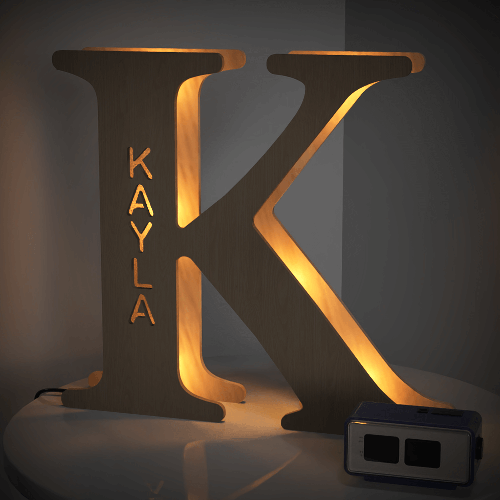 Personalised Name Wooden Letter Night Light 28CM