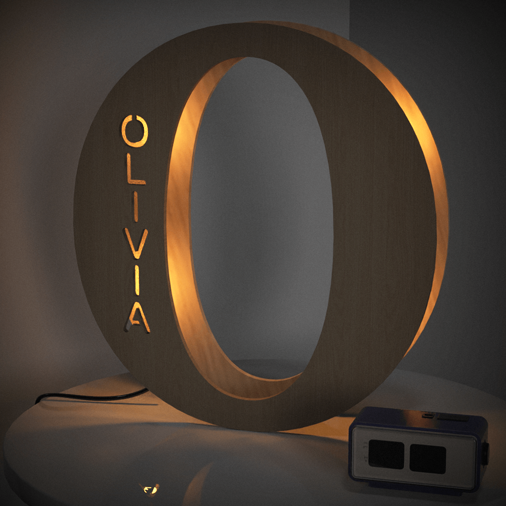 Personalised Name Wooden Letter Night Light 28CM