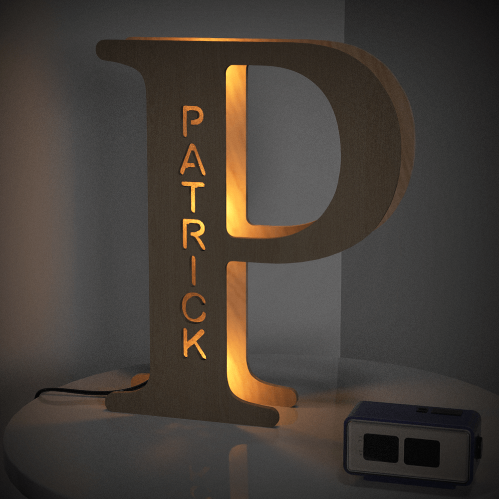 Personalised Name Wooden Letter Night Light 28CM