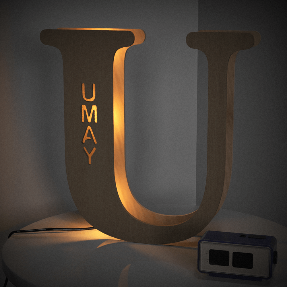 Personalised Name Wooden Letter Night Light 28CM