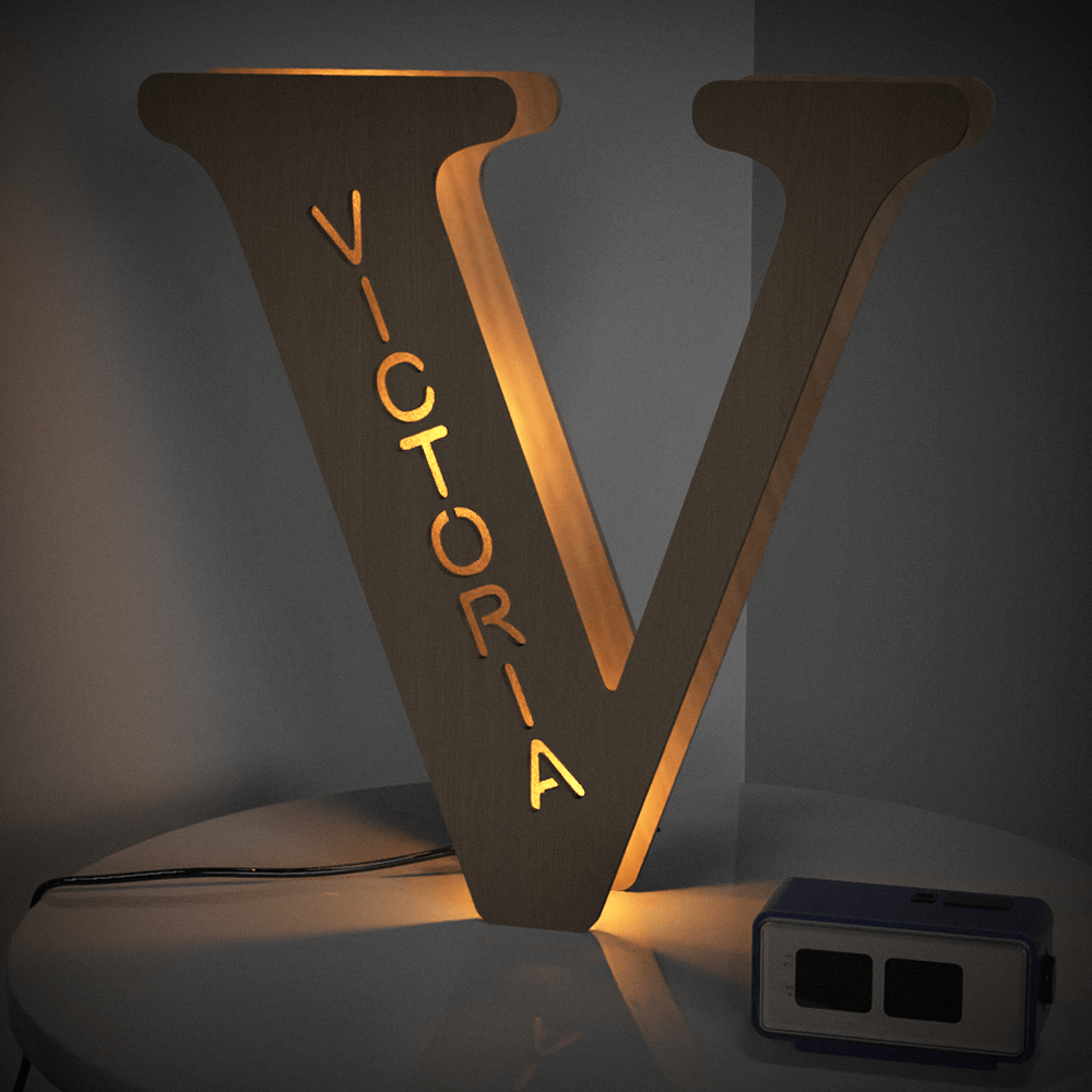 Personalised Name Wooden Letter Night Light 28CM