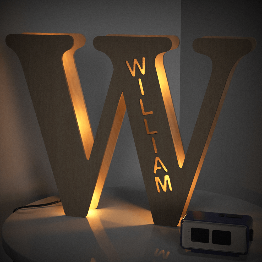 Personalised Name Wooden Letter Night Light 28CM