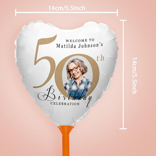 Personalised 50th Birthday Balloons with Photo for Birthday Party Decoration