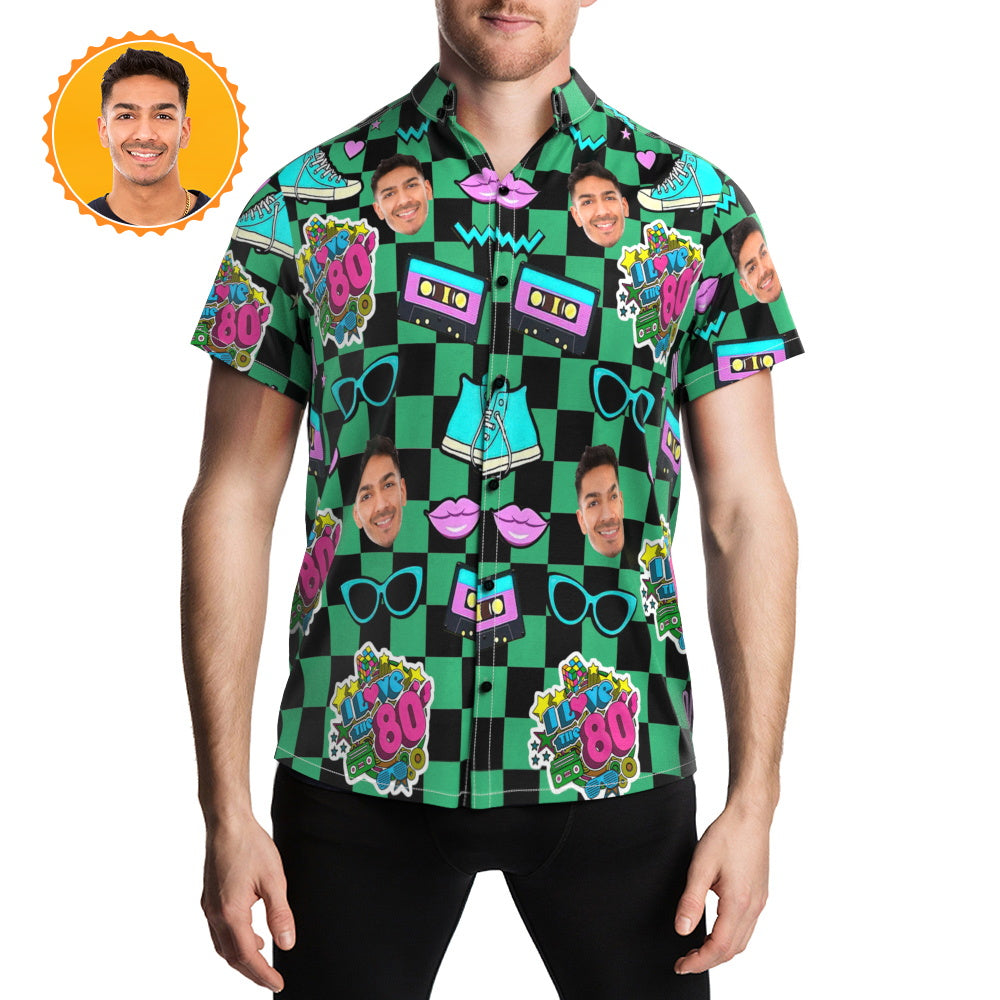 Customised Face Retro Hawaiian Shirt 80's Music Party Hawaii Shirts