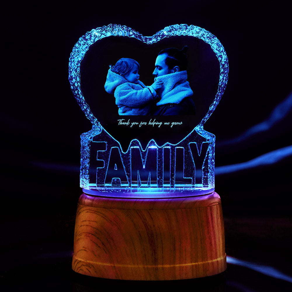 Customised Photo Crystal Sculpture Keepsake 3D Crystal Photo Heart Gift for Dad