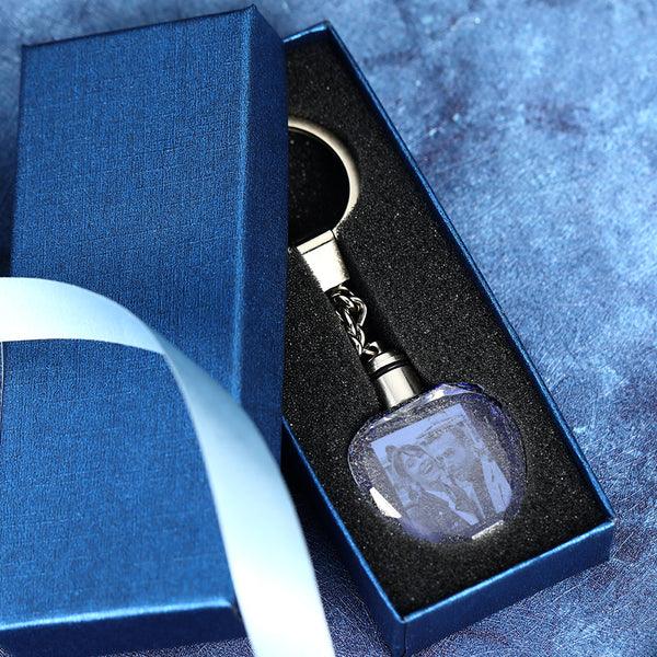 Custom Photo Heart Shaped Crystal LED Light Keychain