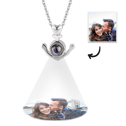 Personalised Anchor Projection Necklace with Heart 925 Sterling Silver