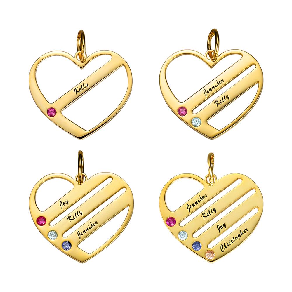 Engraved Heart Name Necklace Custom Family Birthstone Mom Necklace S925 Silver