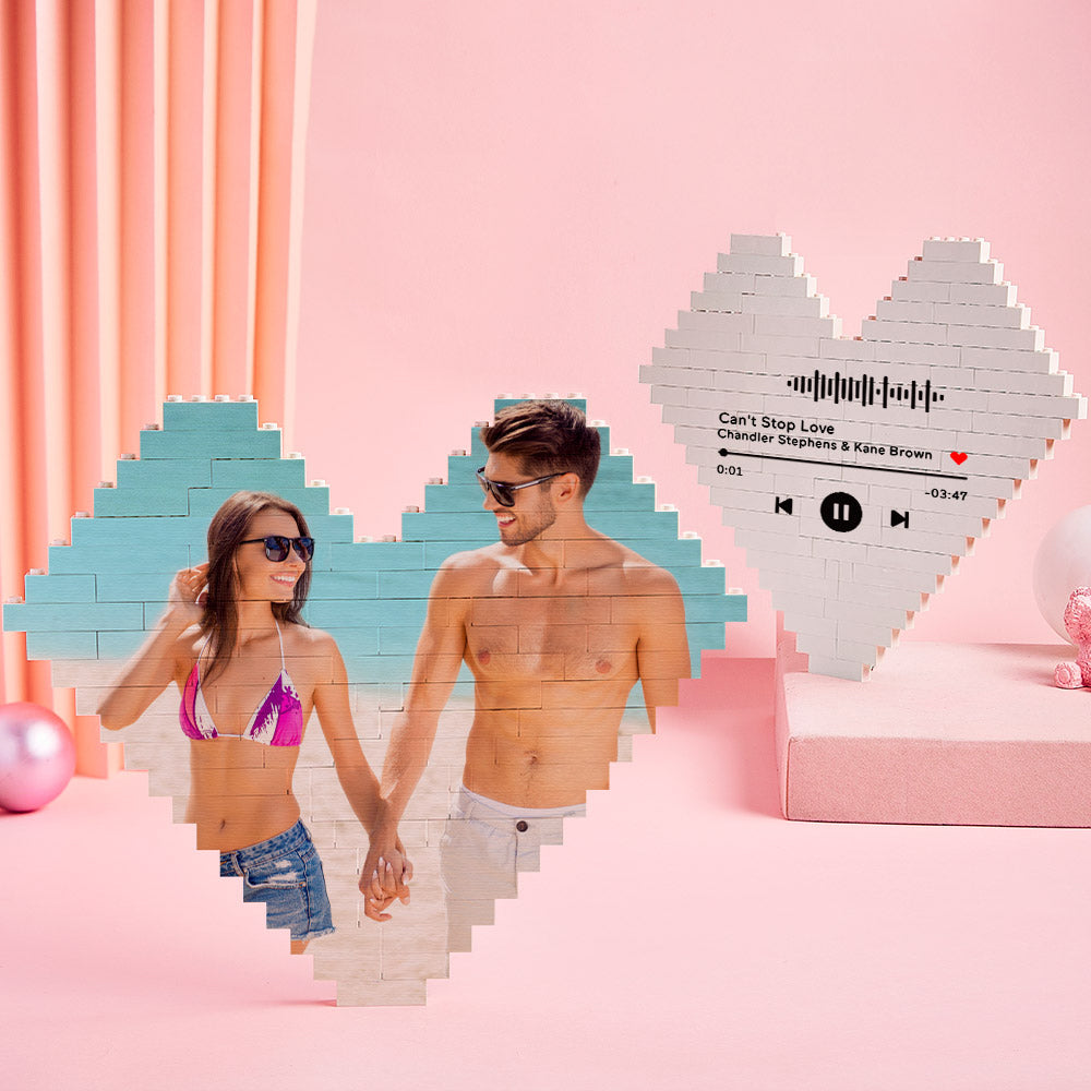 Custom Building Brick Heart Shaped Personalised Photo Block Puzzle