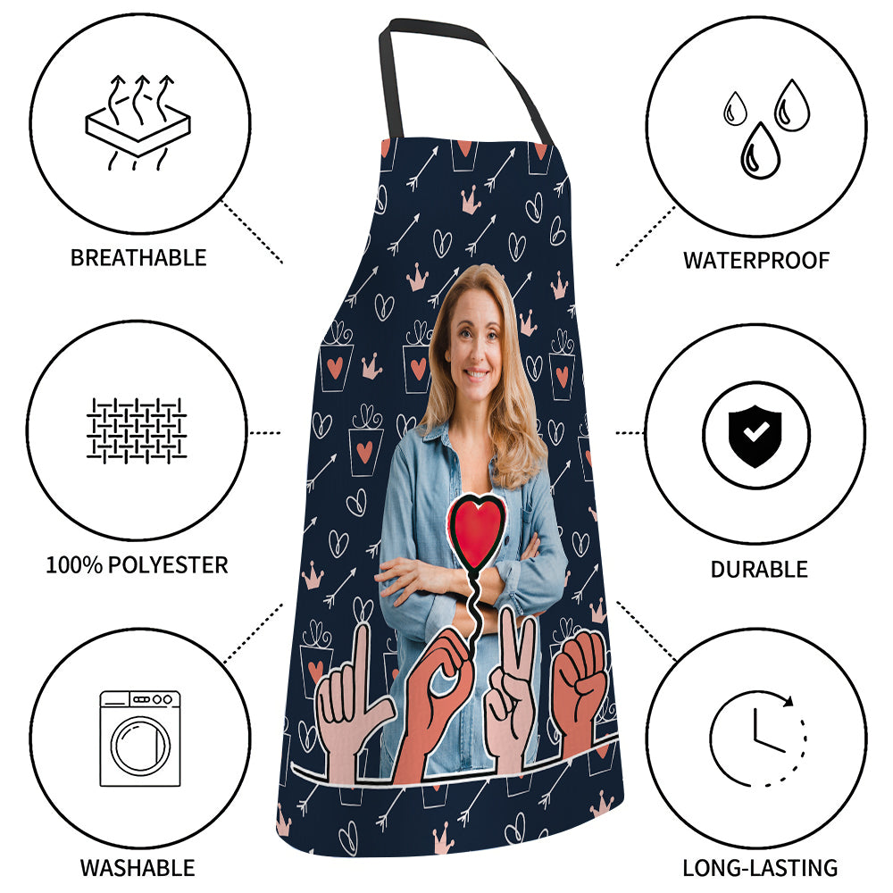 Customised Cooking Apron Personalised Photo I Love You Apron