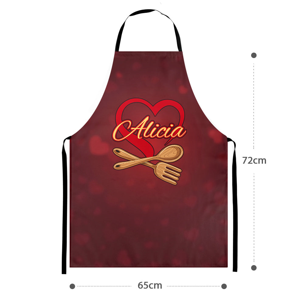 Custom Name Apron Personalised Heart Kitchen Apron