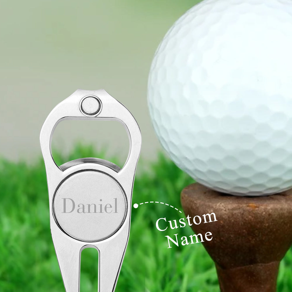 Custom Name Golf Ball Marker Personalised Bottle Opener Multipurpose Golf Fork Ball Marker