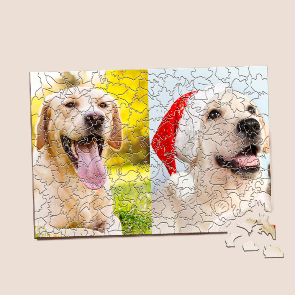 Personalised Animal Wood Puzzle Custom Jigsaw Puzzle with 1-4 Photos