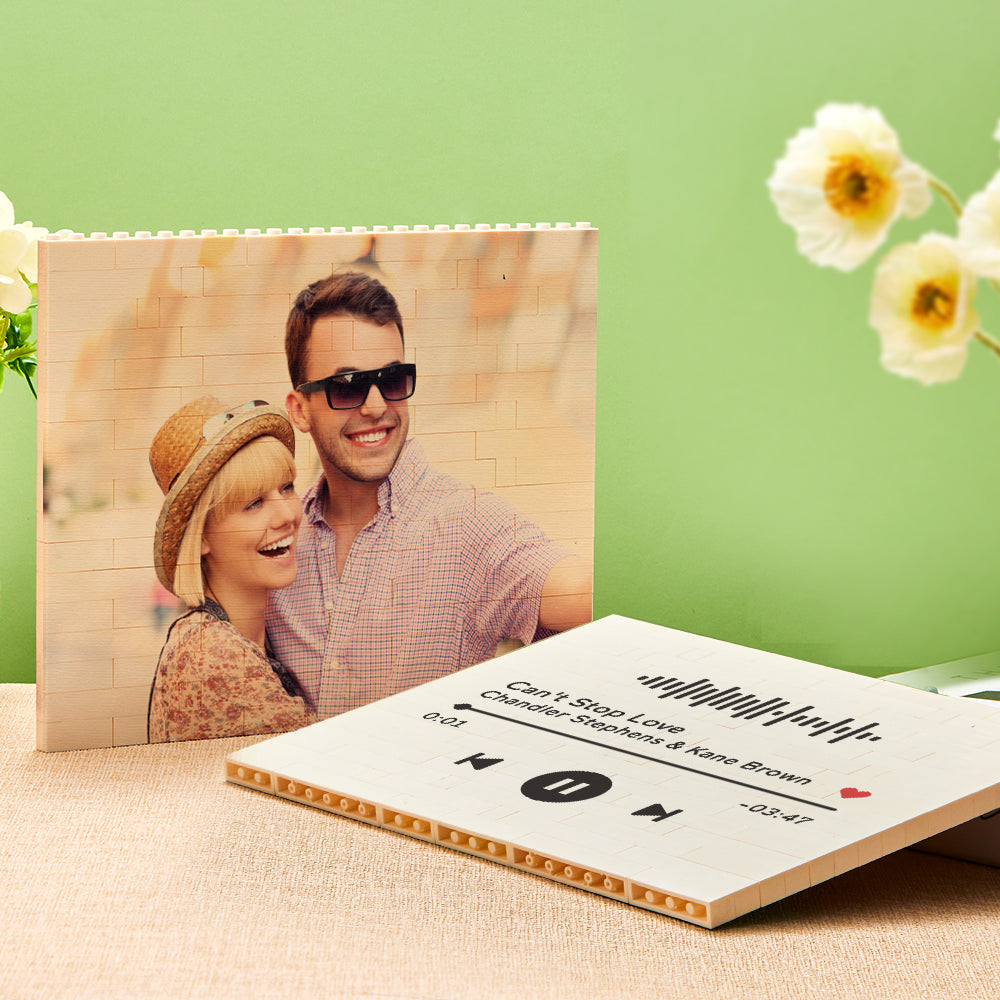 Personalised Building Brick Custom Horizontal Photo Block